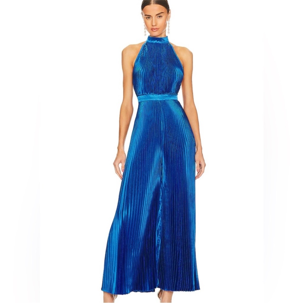 L’idee Cinema Blue Halter Jumpsuit